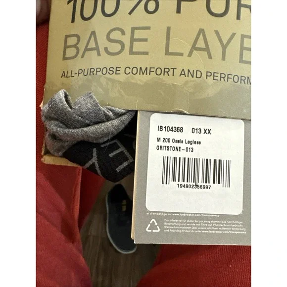 Icebreaker NEW‎ 200 Oasis Legless Mens Size XXL Gray 100% Merino Wool Base Layer